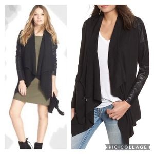 Blanc NYC black open front Moto “All or Nothing” vegan leather jacket XS